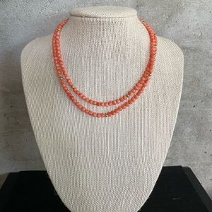 Vintage Coral Necklace with Gold-Filled Beads